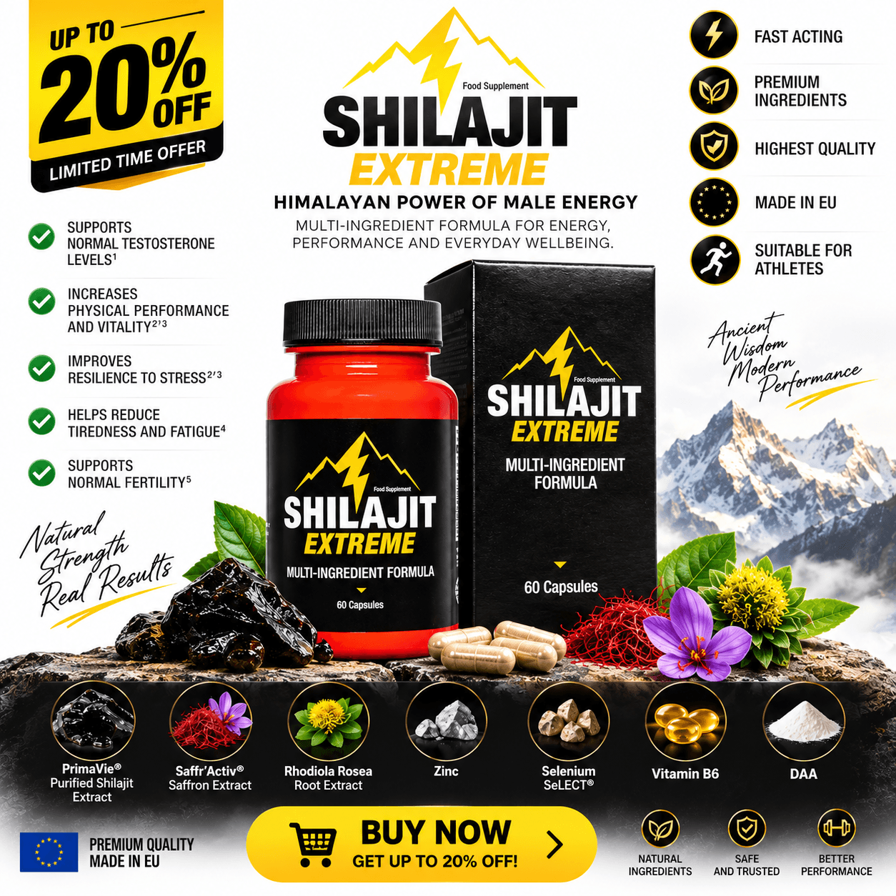 Shilajit Extreme Premium Supports normal testosterone
