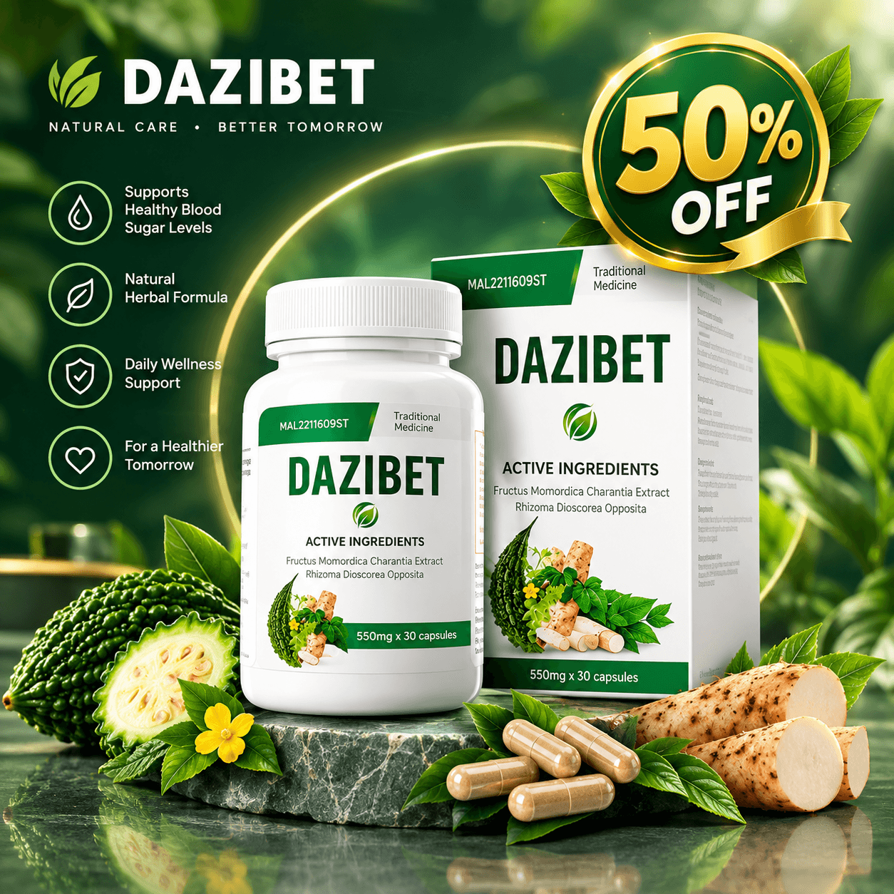 Dazibet supplement for blood sugar support